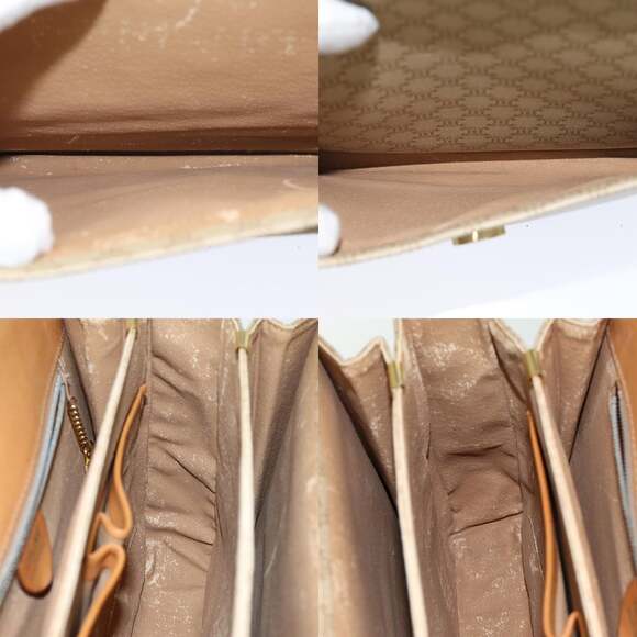 CELINE Macadam Canvas Shoulder Bag Beige Gold - Picture 12 of 13